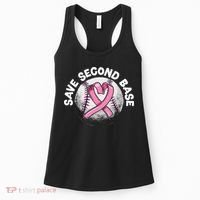 Save 2nd Base Baseball Player Breast Cancer Awareness Women's Tank Top thumb 0