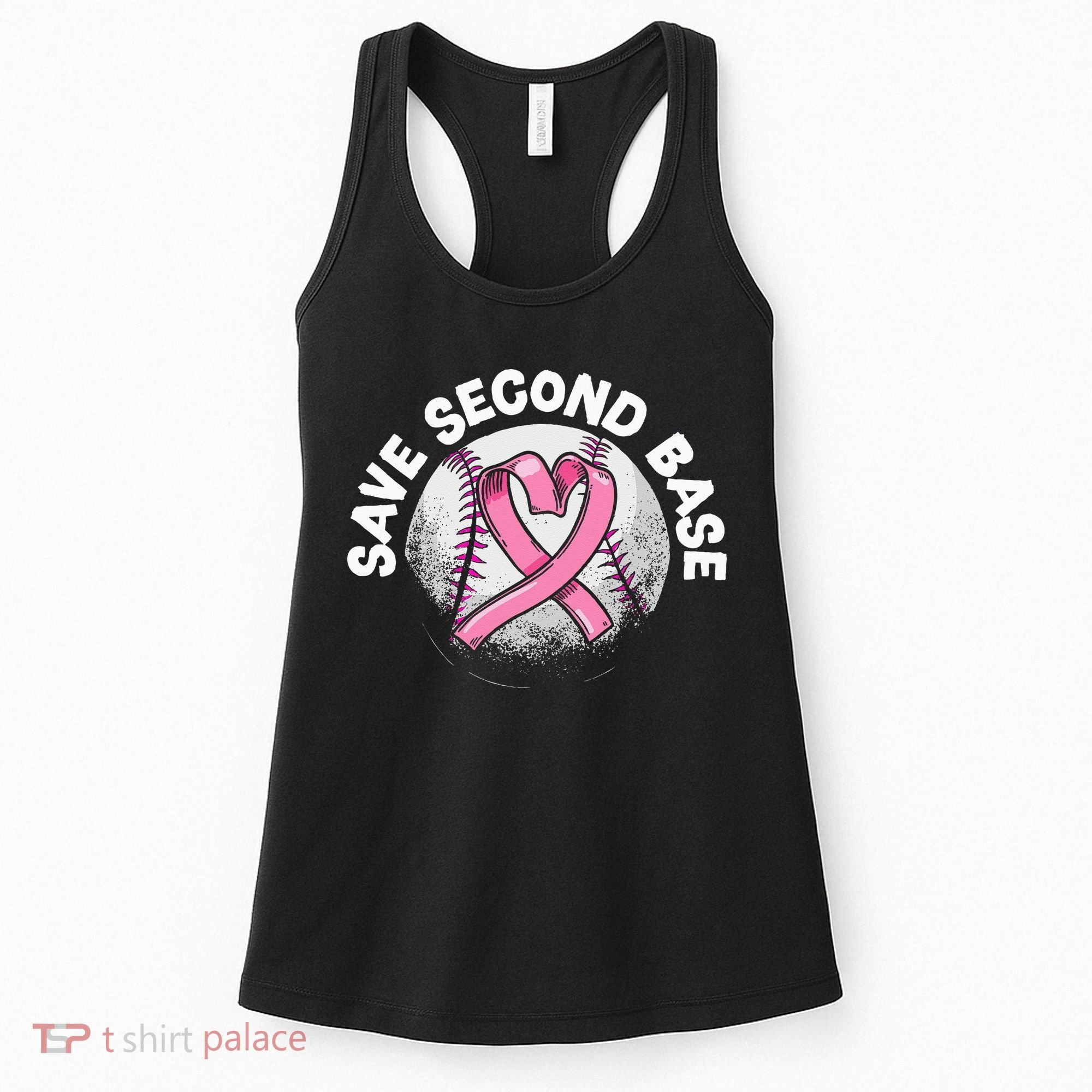 Save 2nd Base Baseball Player Breast Cancer Awareness Women's Tank Top