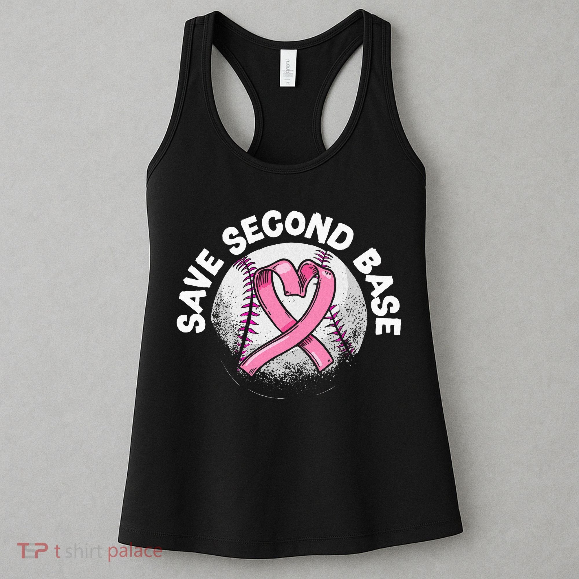 Save 2nd Base Baseball Player Breast Cancer Awareness Women's Tank Top