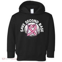 Save 2nd Base Baseball Player Breast Cancer Awareness Toddler Hoodie thumb 0