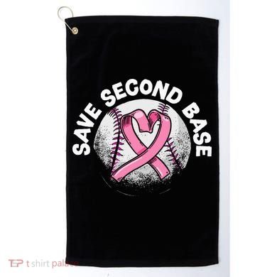 Save 2nd Base Baseball Player Breast Cancer Awareness Golf Towel