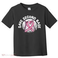 Save 2nd Base Baseball Player Breast Cancer Awareness Toddler T-Shirt thumb 0