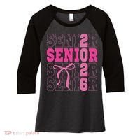 Senior 2026 Coquette Women's Tri-Blend 3/4-Sleeve Raglan Shirt thumb 0