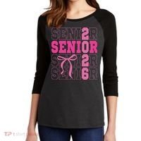 Senior 2026 Coquette Women's Tri-Blend 3/4-Sleeve Raglan Shirt thumb 2