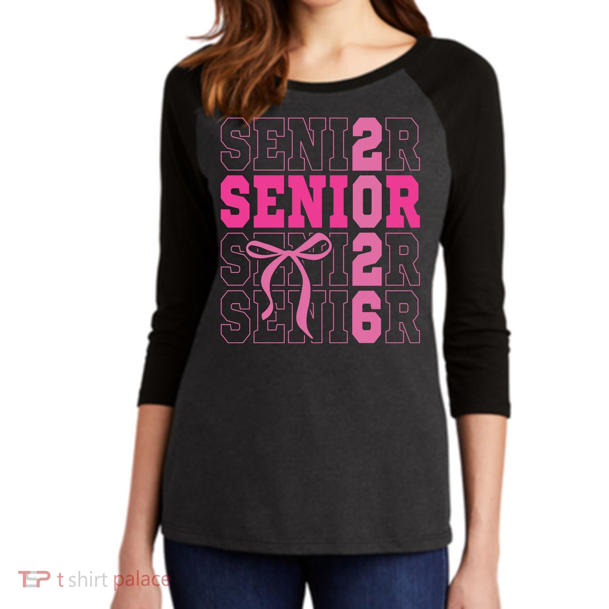Senior 2026 Coquette Women's Tri-Blend 3/4-Sleeve Raglan Shirt