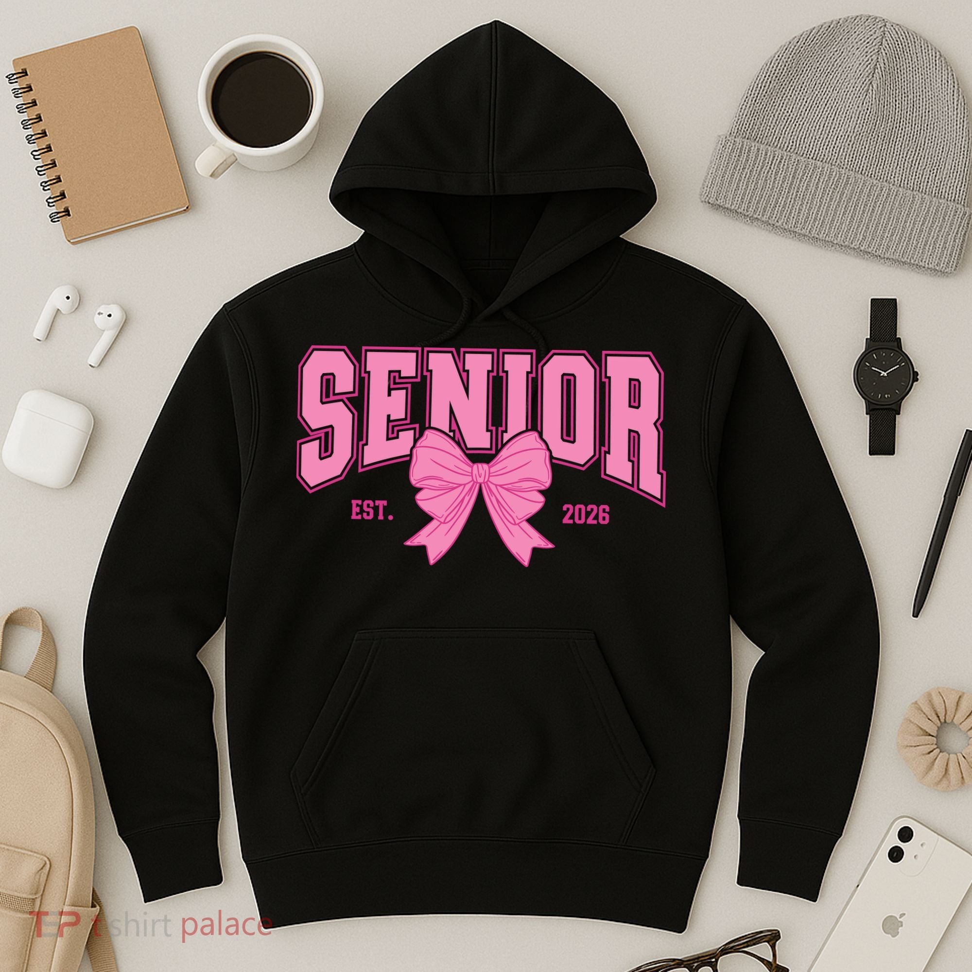 Senior 2026 Coquette Pink Bow Graduation Graduate Hoodie