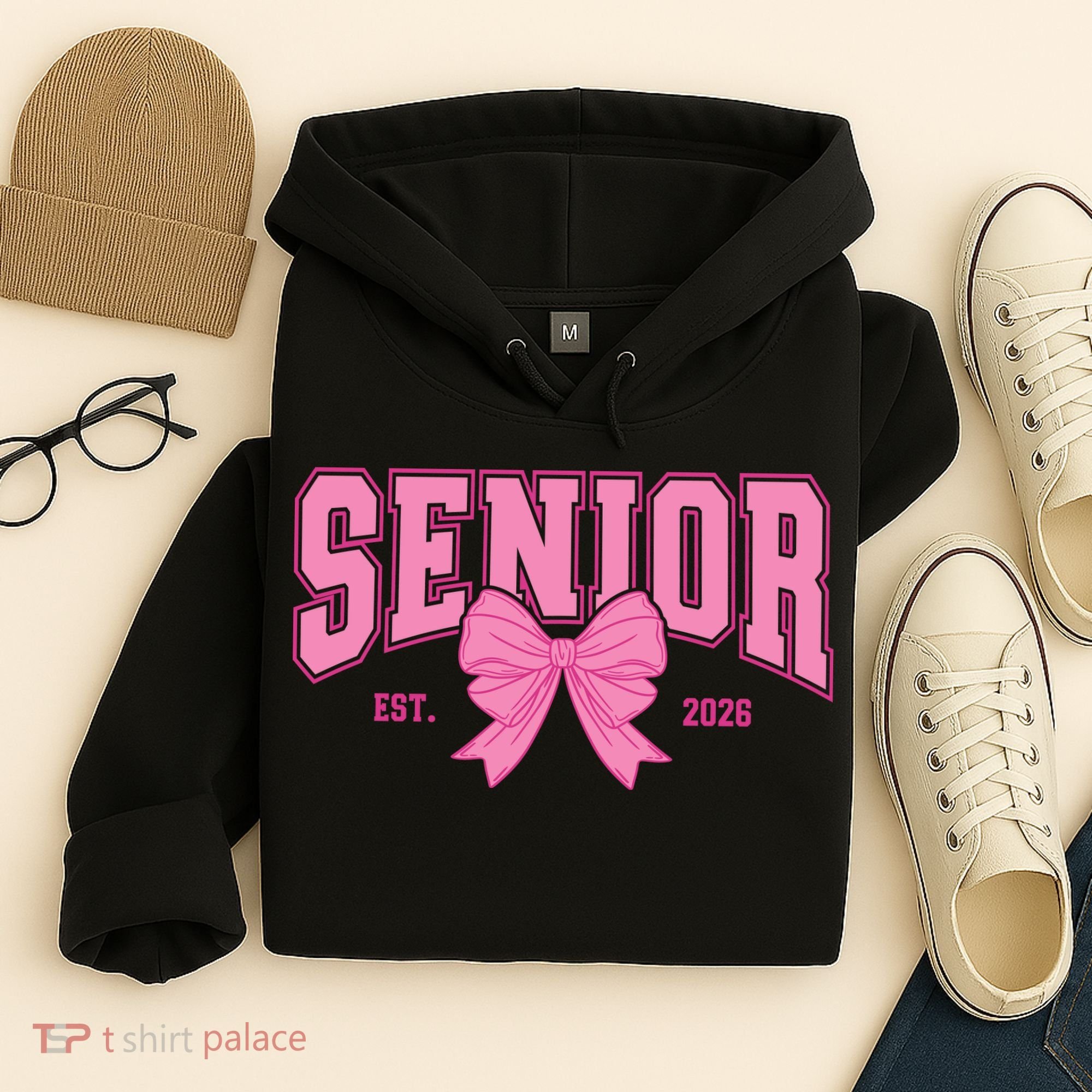 Senior 2026 Coquette Pink Bow Graduation Graduate Hoodie