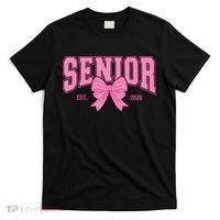 Senior 2026 Coquette Pink Bow Graduation Graduate T-Shirt thumb 0