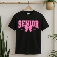 Senior 2026 Coquette Pink Bow Graduation Graduate T-Shirt thumb 2