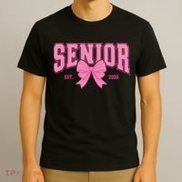 Senior 2026 Coquette Pink Bow Graduation Graduate T-Shirt thumb 3