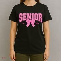 Senior 2026 Coquette Pink Bow Graduation Graduate T-Shirt thumb 4