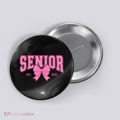Senior 2026 Coquette Pink Bow Graduation Graduate Button