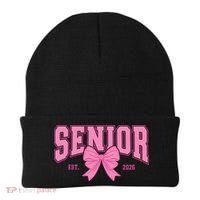 Senior 2026 Coquette Pink Bow Graduation Graduate Beanie thumb 0