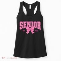 Senior 2026 Coquette Pink Bow Graduation Graduate Women's Tank Top thumb 0