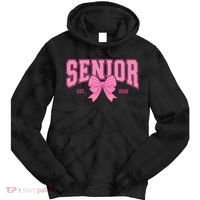 Senior 2026 Coquette Pink Bow Graduation Graduate Tie Dye Hoodie thumb 0