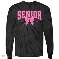 Senior 2026 Coquette Pink Bow Graduation Graduate Tie-Dye Long Sleeve Shirt thumb 0