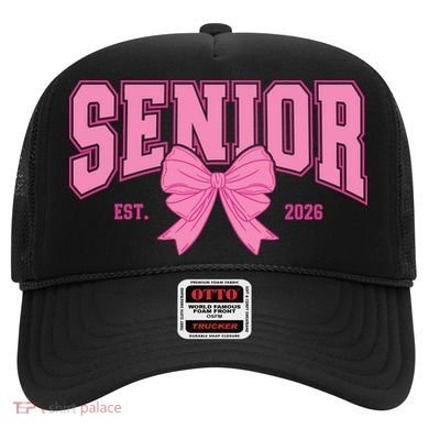 Senior 2026 Coquette Pink Bow Graduation Graduate Hat