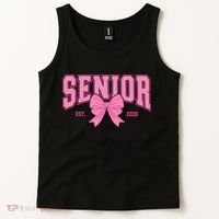 Senior 2026 Coquette Pink Bow Graduation Graduate Tank Top thumb 2