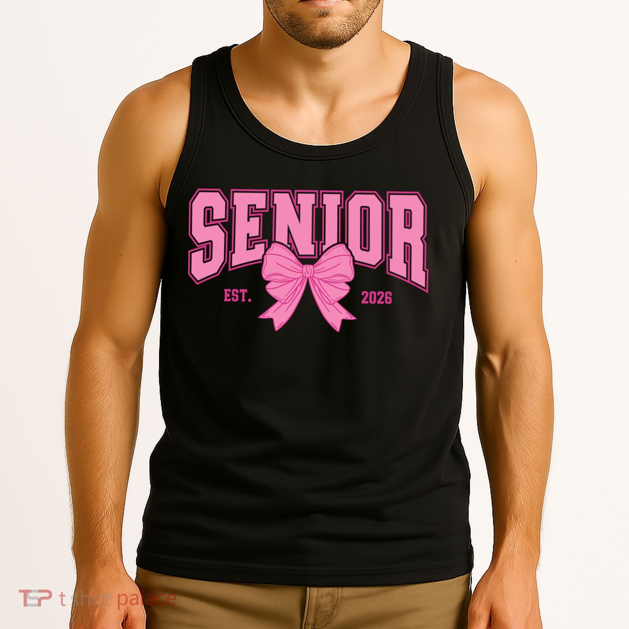 Senior 2026 Coquette Pink Bow Graduation Graduate Tank Top