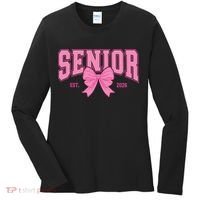 Senior 2026 Coquette Pink Bow Graduation Graduate Women's Long Sleeve Shirt thumb 0