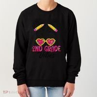 Second 2nd Grade Vibes Messy Bun Back To School Afro Women's Sweatshirt thumb 0