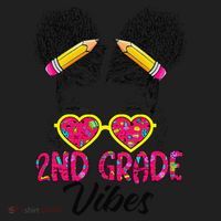 Second 2nd Grade Vibes Messy Bun Back To School Afro Women's Sweatshirt thumb 2