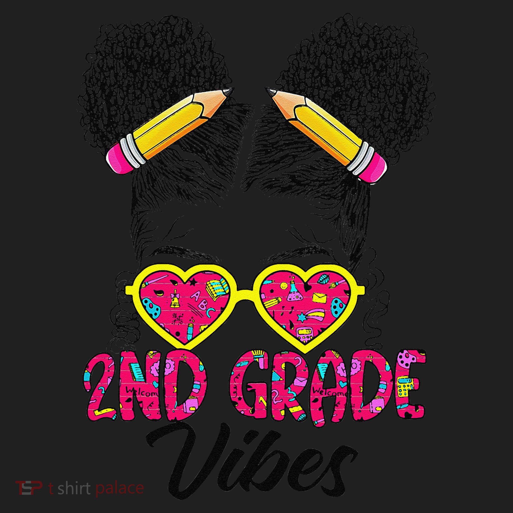 Second 2nd Grade Vibes Messy Bun Back To School Afro Women's Sweatshirt