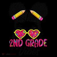 Second 2nd Grade Vibes Messy Bun Back To School Afro Toddler Hoodie thumb 2