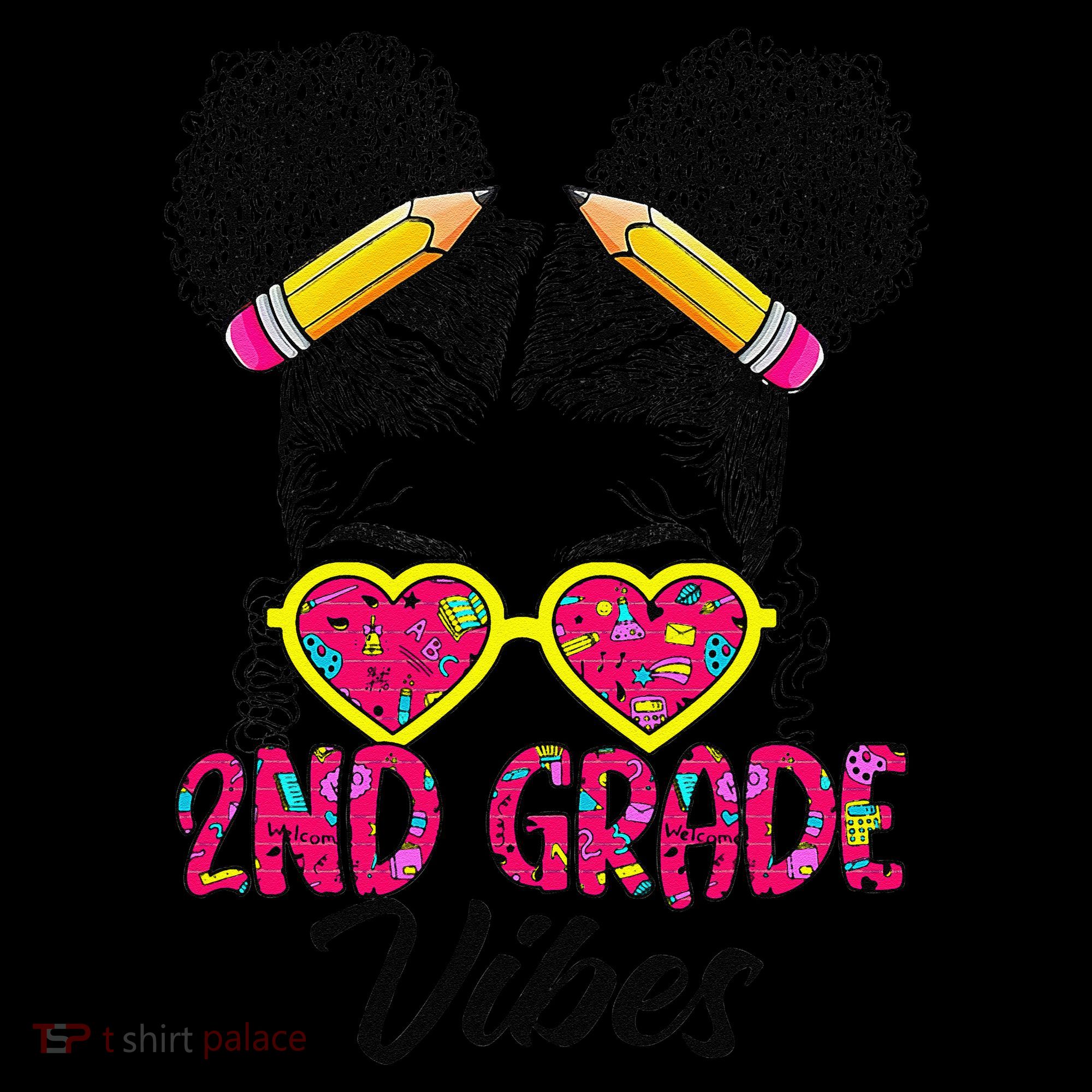 Second 2nd Grade Vibes Messy Bun Back To School Afro Toddler Hoodie