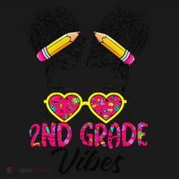 Second 2nd Grade Vibes Messy Bun Back To School Afro Tote Bag thumb 4
