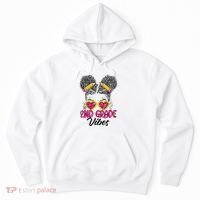 Second 2nd Grade Vibes Messy Bun Back To School Afro Hoodie thumb 0