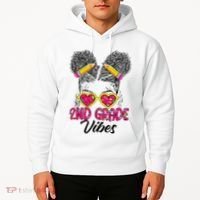 Second 2nd Grade Vibes Messy Bun Back To School Afro Hoodie thumb 2