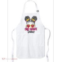 Second 2nd Grade Vibes Messy Bun Back To School Afro Apron thumb 0