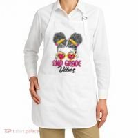 Second 2nd Grade Vibes Messy Bun Back To School Afro Apron thumb 2