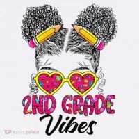 Second 2nd Grade Vibes Messy Bun Back To School Afro Sweatshirt thumb 3