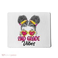 Second 2nd Grade Vibes Messy Bun Back To School Afro Mousepad thumb 0