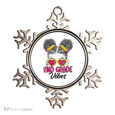 Second 2nd Grade Vibes Messy Bun Back To School Afro Ornament