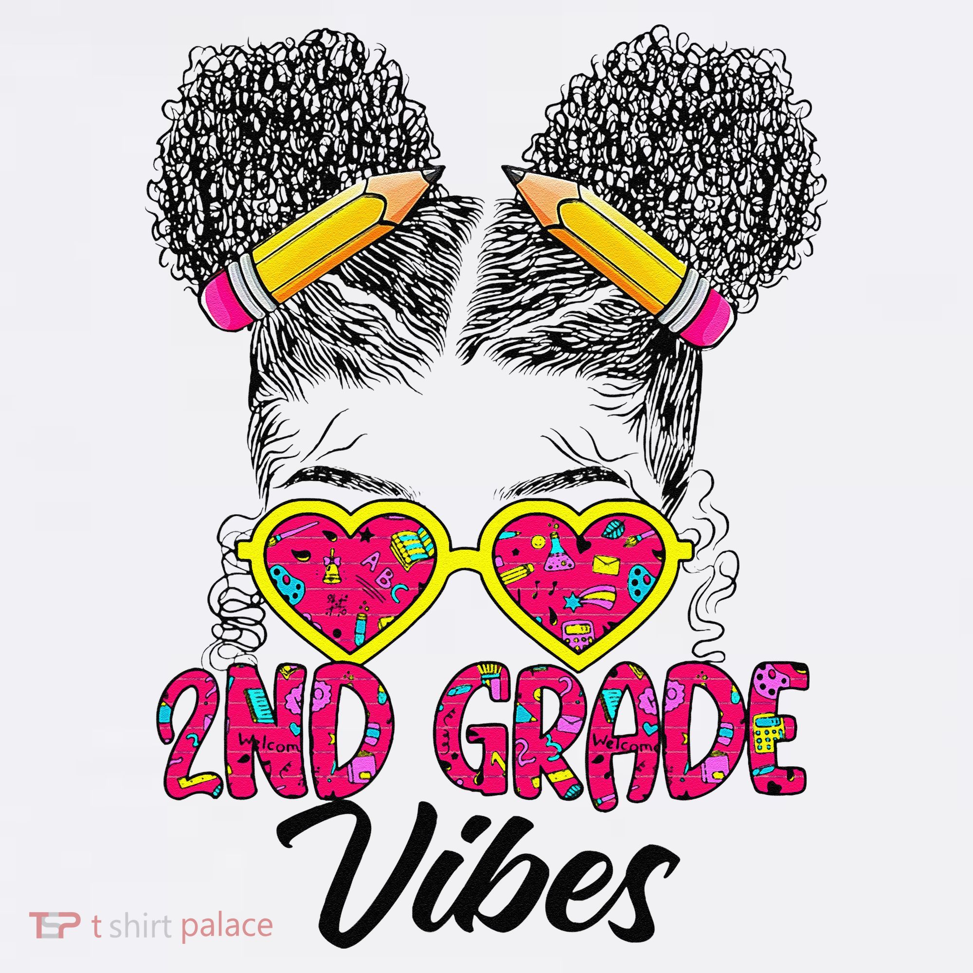 Second 2nd Grade Vibes Messy Bun Back To School Afro Ornament