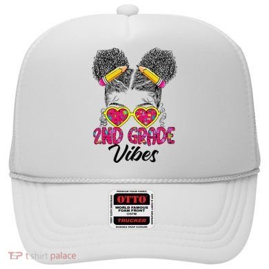 Second 2nd Grade Vibes Messy Bun Back To School Afro Hat