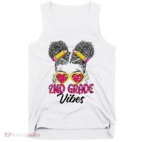 Second 2nd Grade Vibes Messy Bun Back To School Afro Tank Top thumb 0