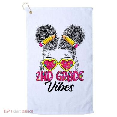 Second 2nd Grade Vibes Messy Bun Back To School Afro Golf Towel
