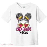 Second 2nd Grade Vibes Messy Bun Back To School Afro Toddler T-Shirt thumb 0