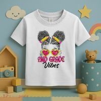 Second 2nd Grade Vibes Messy Bun Back To School Afro Toddler T-Shirt thumb 3