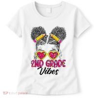 Second 2nd Grade Vibes Messy Bun Back To School Afro Women's T-Shirt thumb 0