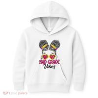 Second 2nd Grade Vibes Messy Bun Back To School Afro Kids Hoodie thumb 0