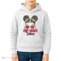 Second 2nd Grade Vibes Messy Bun Back To School Afro Kids Hoodie thumb 4