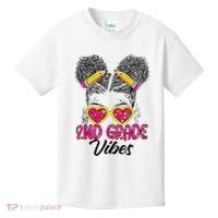 Second 2nd Grade Vibes Messy Bun Back To School Afro Kids T-Shirt thumb 0