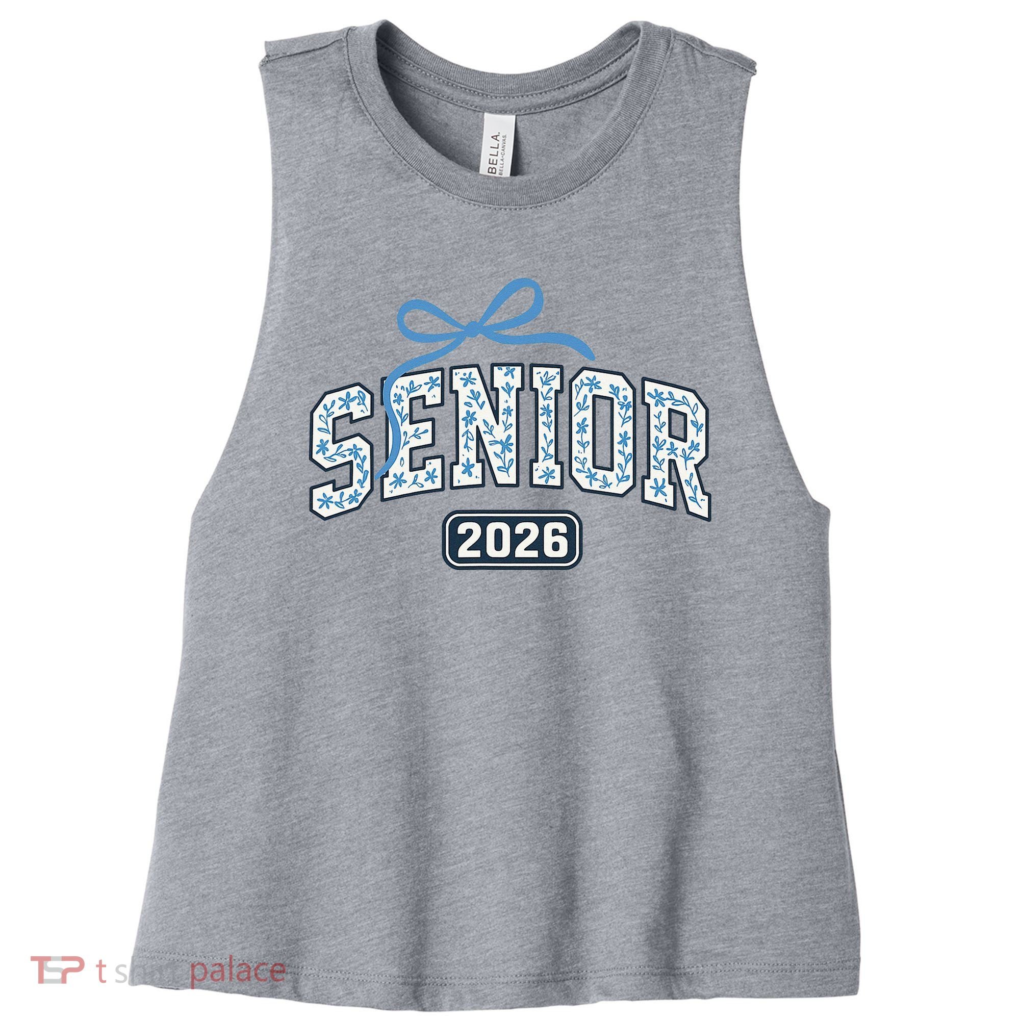 Senior 2026 Graduation Floral Pattern Women's Racerback Cropped Tank