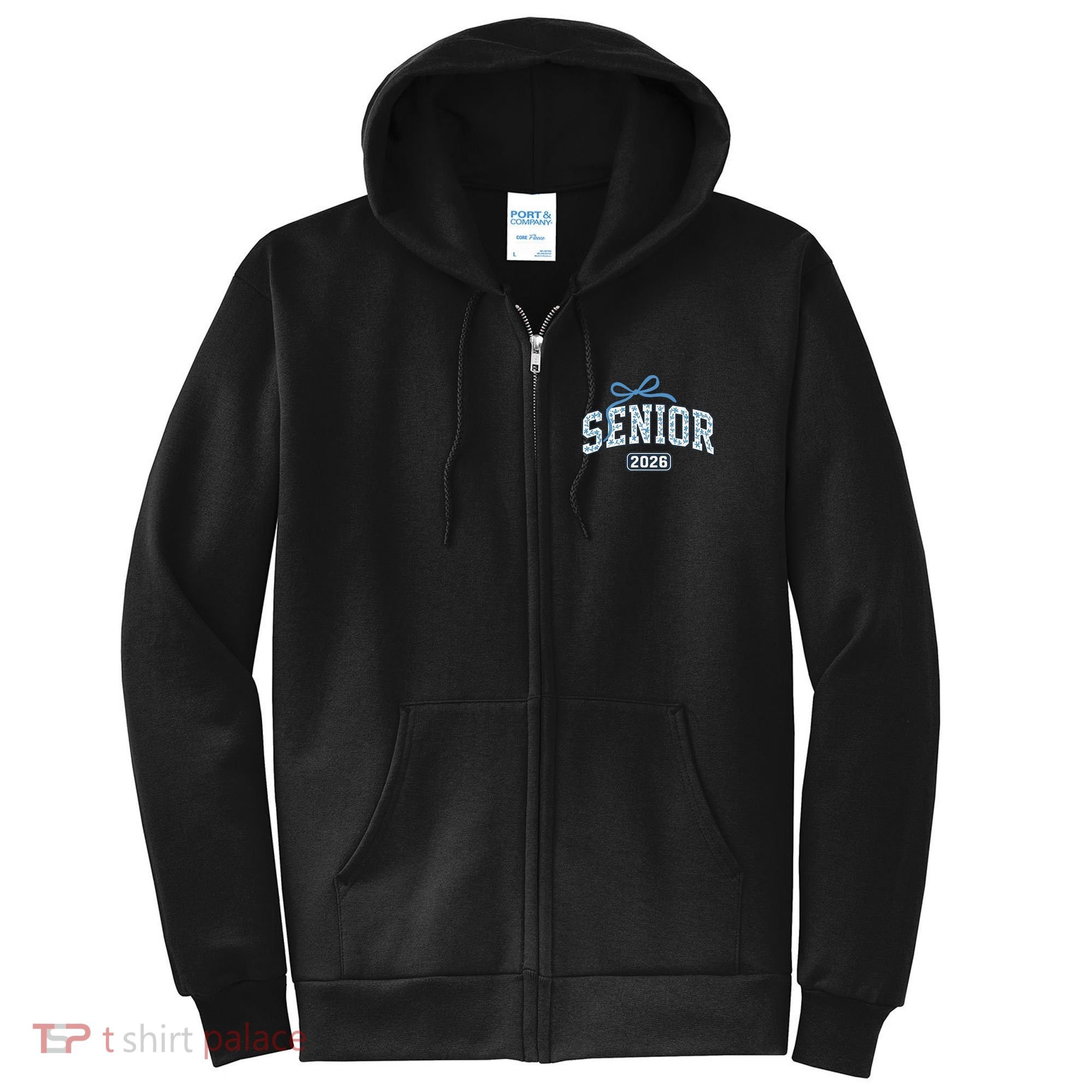 Senior 2026 Graduation Floral Pattern Full Zip Hoodie