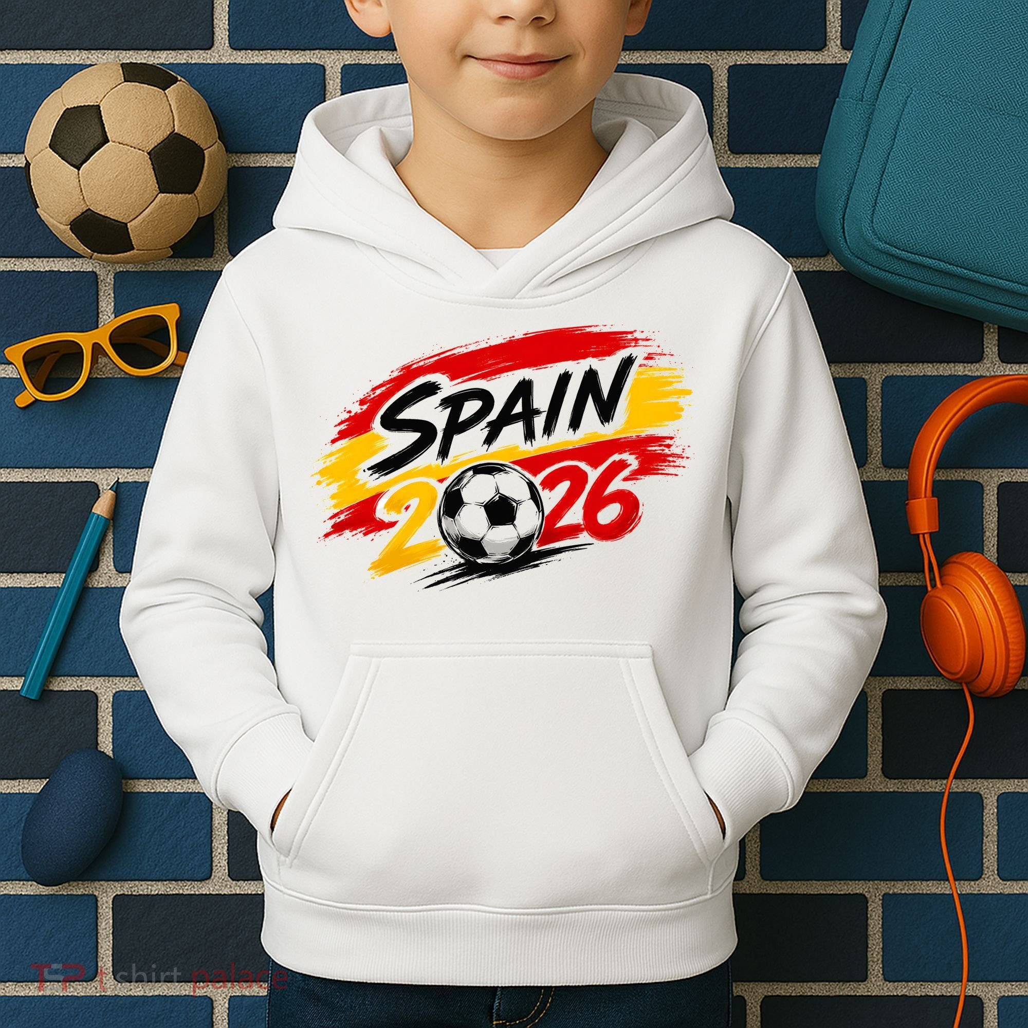 Spain 2026 Soccer Fan Apparel Champions Kids Hoodie